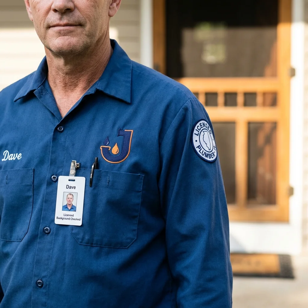 Licensed plumber showing ID badge in Eastport, NY