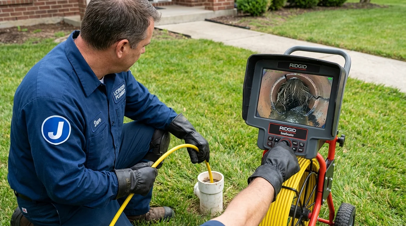 Sewer camera inspection being performed by Johns Plumbing LLC in Eastport